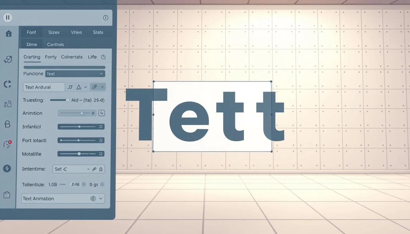 How Can You Animate Text? Add Text Animation and Object Animation 4 A detailed interface for an online text animation tool, showcasing a variety of settings and controls. The foreground displays a text editor with an array of typography options, including font styles, sizes, and colors. The middle ground features a preview window, allowing users to see the text animation in real-time. The background is a clean, minimalist workspace with a grid-like layout, providing a sense of structure and organization. The lighting is soft and diffused, creating a warm and inviting atmosphere. The camera angle is slightly angled, giving the viewer a dynamic and engaging perspective of the interface.