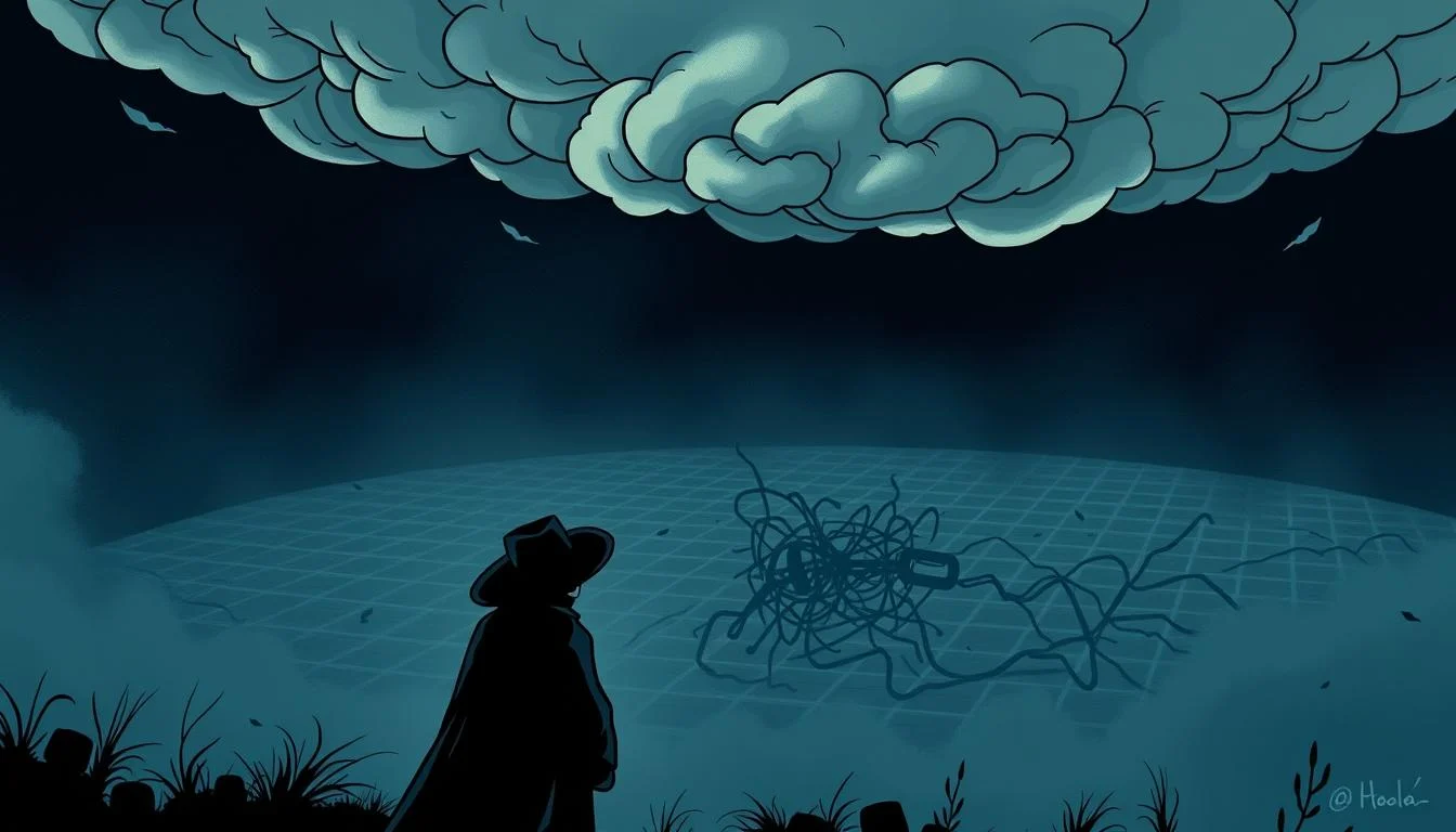 SEO: How Important is Search Engine Optimization? 7 A dark and ominous scene unfolds, depicting the consequences of black hat SEO tactics. In the foreground, a shadowy figure cloaked in a black hat lurks, symbolizing the unethical practices that can harm a website's online presence. The middle ground reveals a tangled web of broken links, penalized content, and plummeting search rankings, casting an eerie glow over the scene. In the background, a looming cloud of uncertainty and lost opportunities hangs heavy, as the website's once-thriving visibility fades into the digital abyss. The lighting is ominous, with a somber, bluish hue that evokes a sense of dread and the weight of poor decisions. The overall atmosphere conveys the grave importance of responsible SEO practices and the risks of ignoring them.